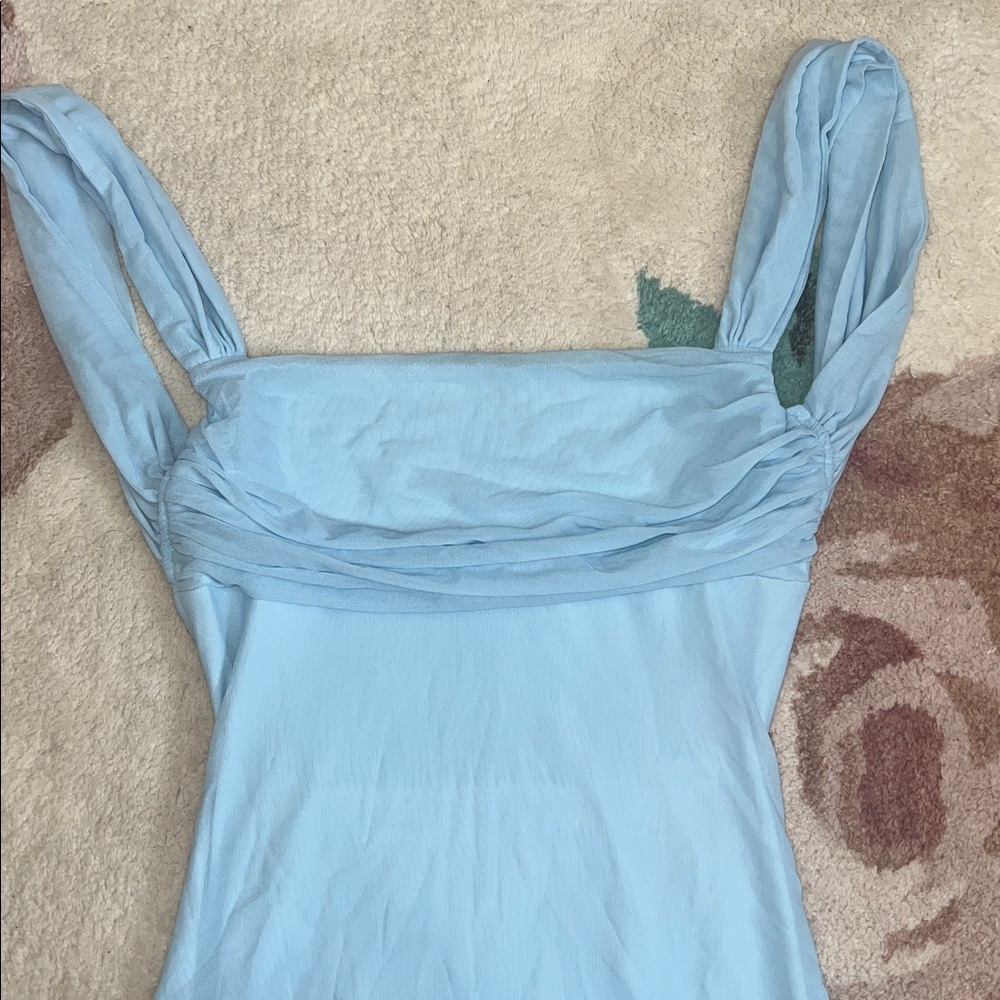 NEW Beginning Boutique Sierra Blue Mesh Mini Dress - Picture 5 of 9